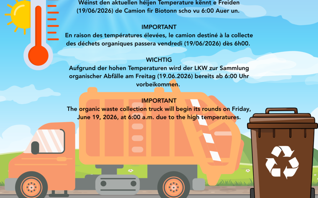 Important ! Collecte des déchets 19/06/2026